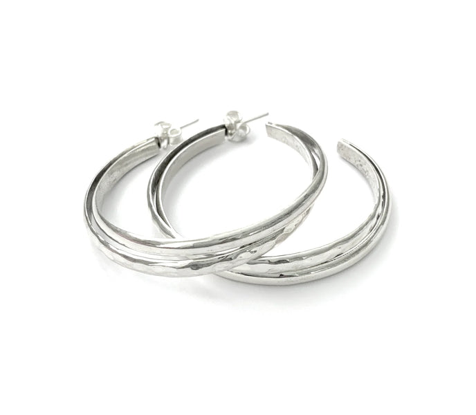 Iron Clay Twisted Double Hoop Sterling Silver Earring