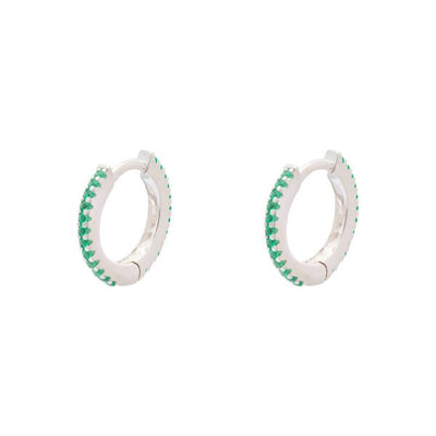 Gammie Silver Green Zirconia Huggy Earring