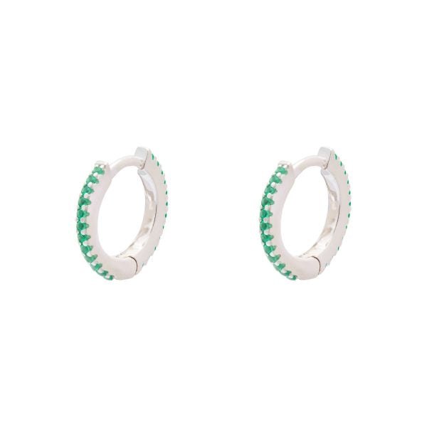 Gammie Silver Green Zirconia Huggy Earring