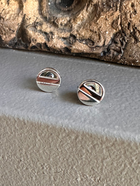 Najo Gold and Silver Circle Stud Earring