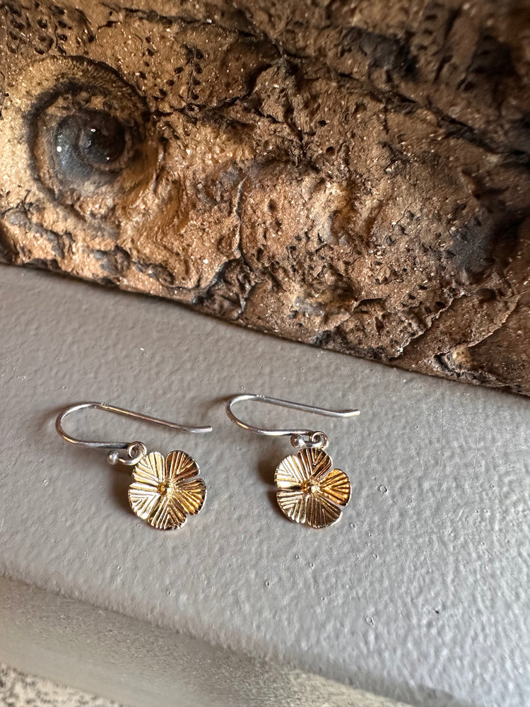 Najo Flower Silver and Gold Drop  Earring