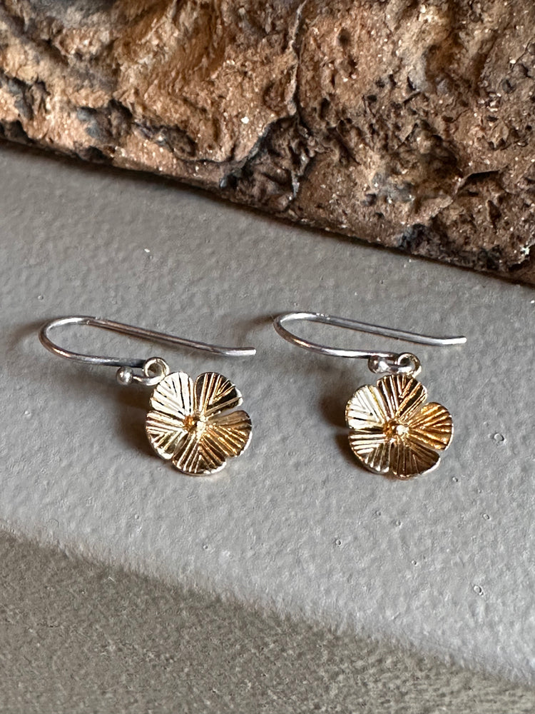 Najo Flower Silver and Gold Drop  Earring