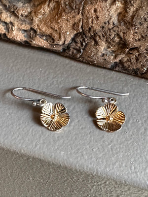 Najo Flower Silver and Gold Drop  Earring