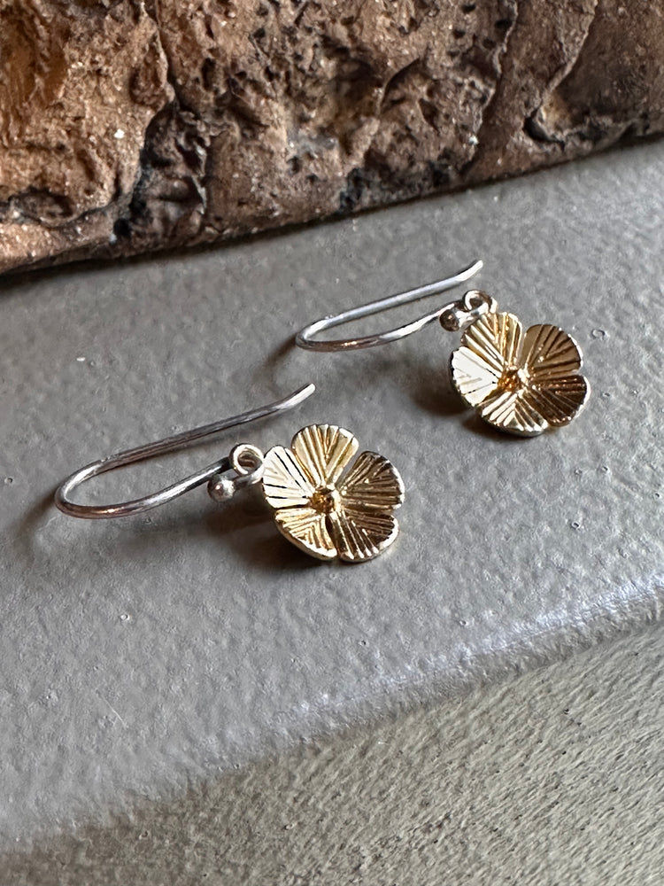 Najo Flower Silver and Gold Drop  Earring