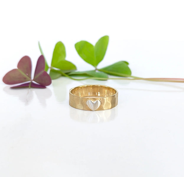 via Smith The Brass and Silver Heart Ring