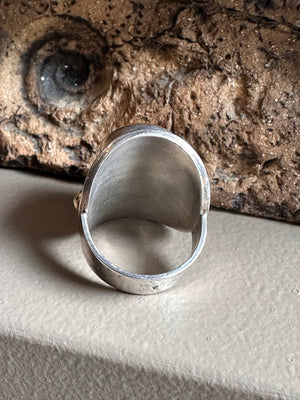 Sterling Silver Butterscotch Amber Wide  Ring