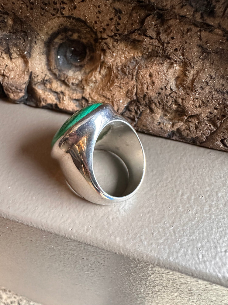 Sterling Silver and Malachite Wide Ring