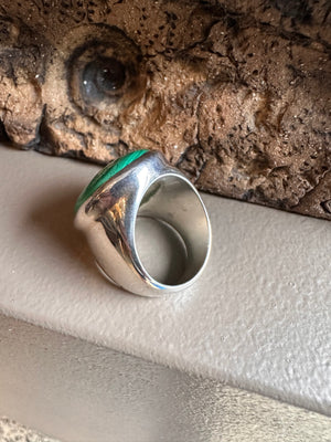 Sterling Silver and Malachite Wide Ring