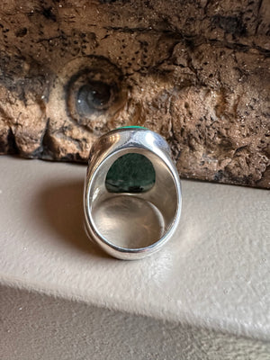 Sterling Silver and Malachite Wide Ring