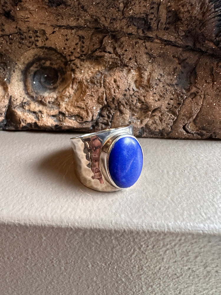 Sterling Silver and Lapis Lazuli Wide Ring
