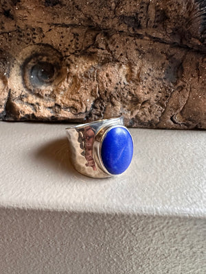 Sterling Silver and Lapis Lazuli Wide Ring