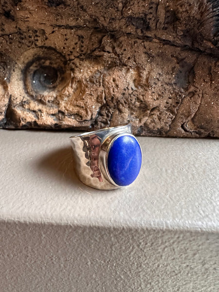 Sterling Silver and Lapis Lazuli Wide Ring