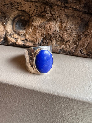 Sterling Silver and Lapis Lazuli Wide Ring