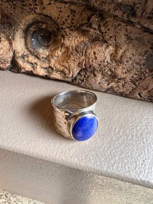 Sterling Silver and Lapis Lazuli Wide Ring
