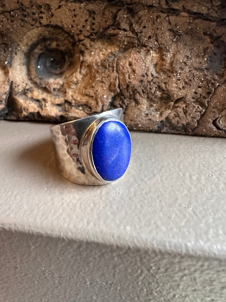 Sterling Silver and Lapis Lazuli Wide Ring