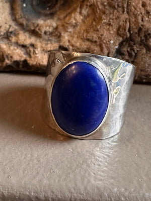 Sterling Silver and Lapis Lazuli Wide Ring