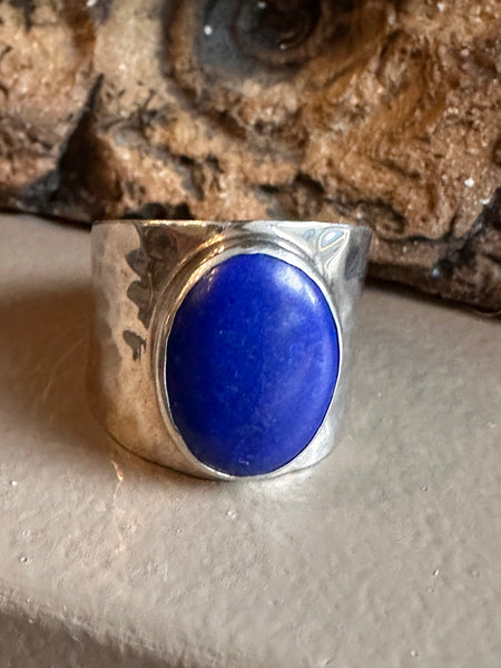 Sterling Silver and Lapis Lazuli Wide Ring