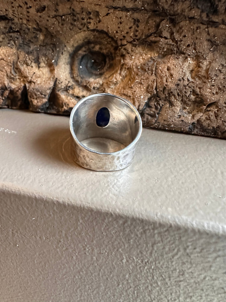 Sterling Silver and Lapis Lazuli Wide Ring