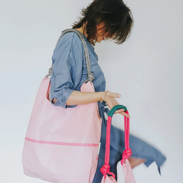 Seashopper Recycled Pale Pink and Hot Pink Tote