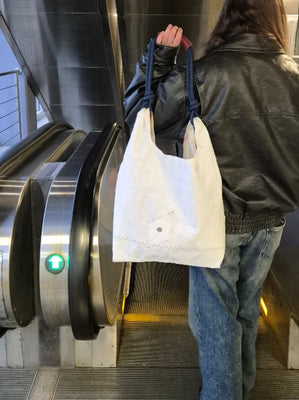 Seashopper Recycled White and Navy/Red Tote