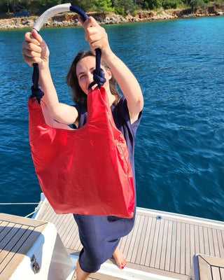 Seashopper Recycled Red and Navy Tote