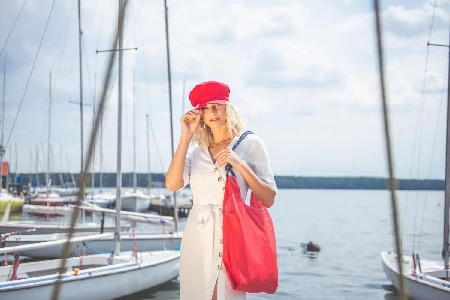 Seashopper Recycled Red and Navy Tote