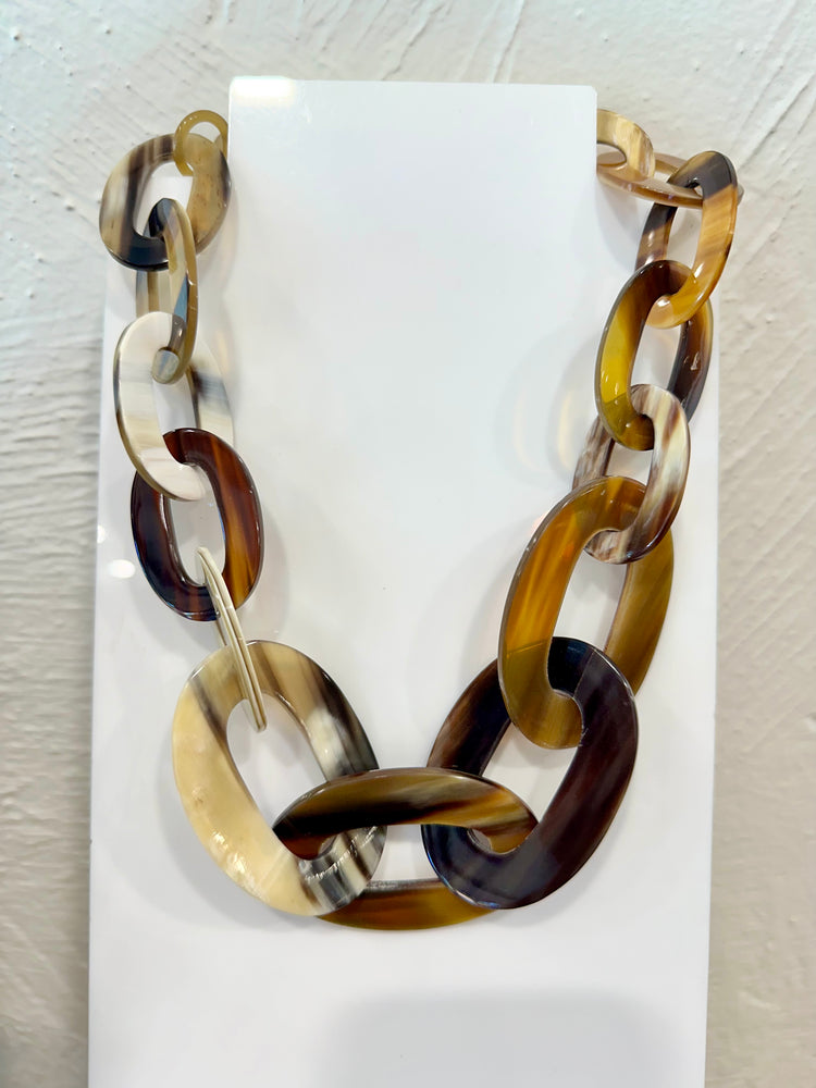 SOYANG Paris Dark Horn Oval Necklace 42cm