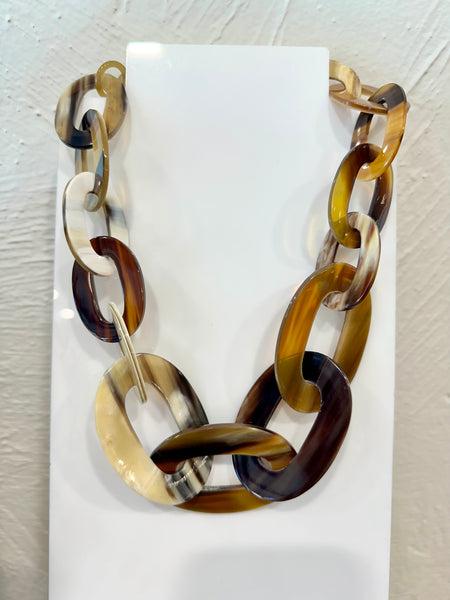 SOYANG Paris Dark Horn Oval Necklace 42cm