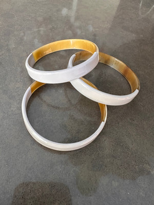 Soyang Paris Horn and Cream Enamel Wide Bangles Set of 3