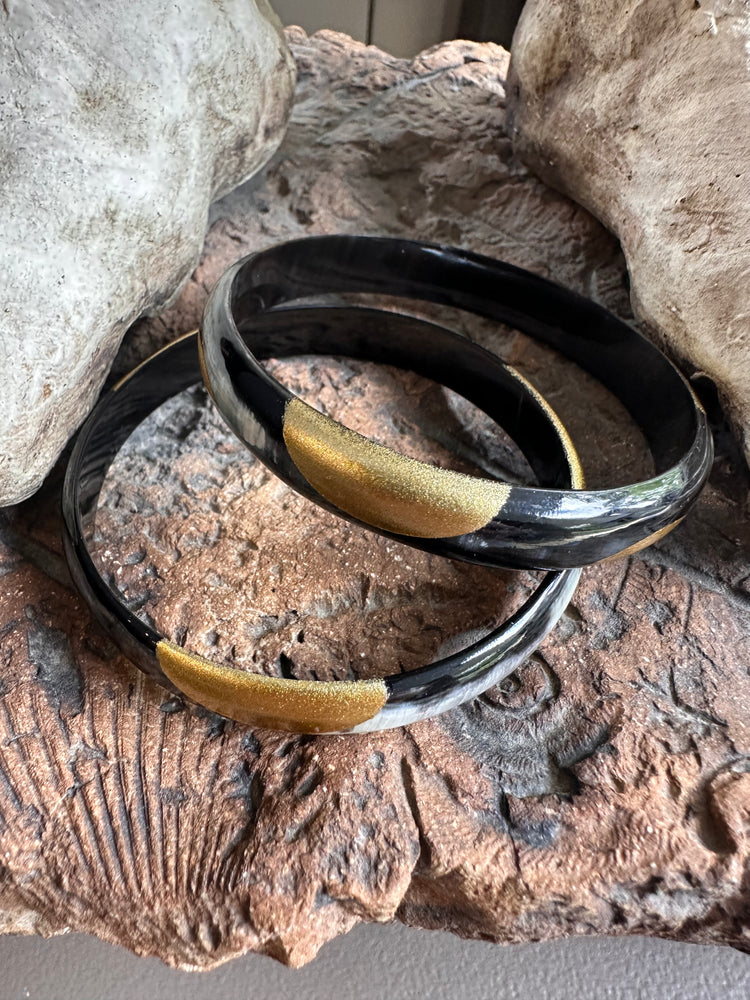 Soyang Paris Two Tone Gold and Horn Bangle