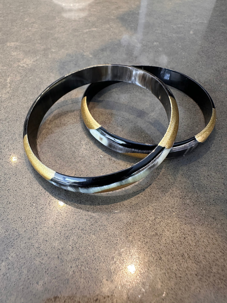 Soyang Paris Two Tone Gold and Horn Bangle