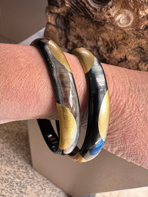 Soyang Paris Two Tone Gold and Horn Bangle