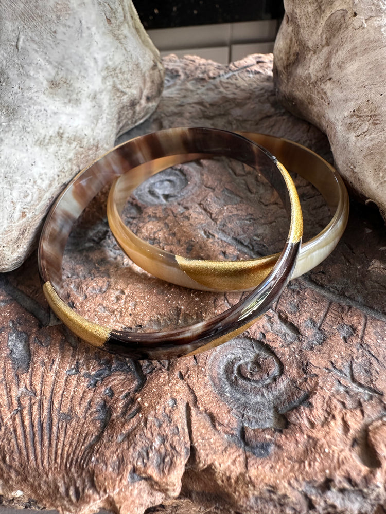 Soyang Paris Two Tone Gold and Horn Bangle