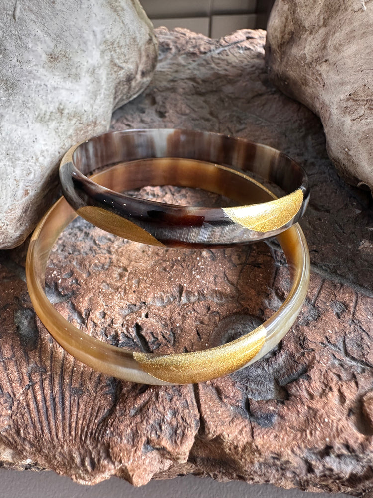 Soyang Paris Two Tone Gold and Horn Bangle