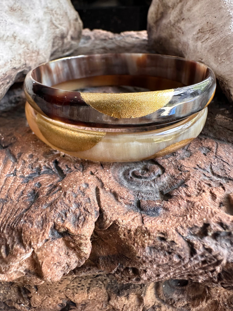Soyang Paris Two Tone Gold and Horn Bangle