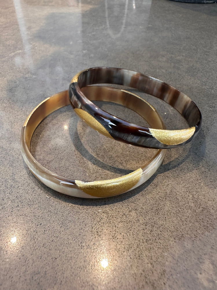 Soyang Paris Two Tone Gold and Horn Bangle
