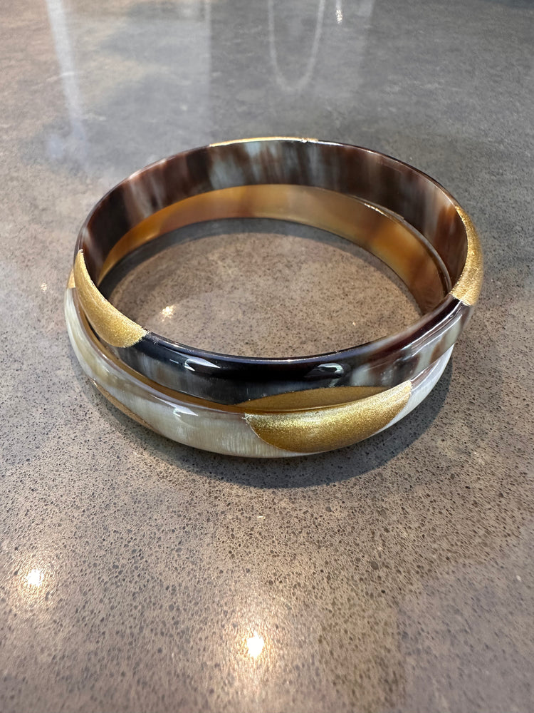 Soyang Paris Two Tone Gold and Horn Bangle