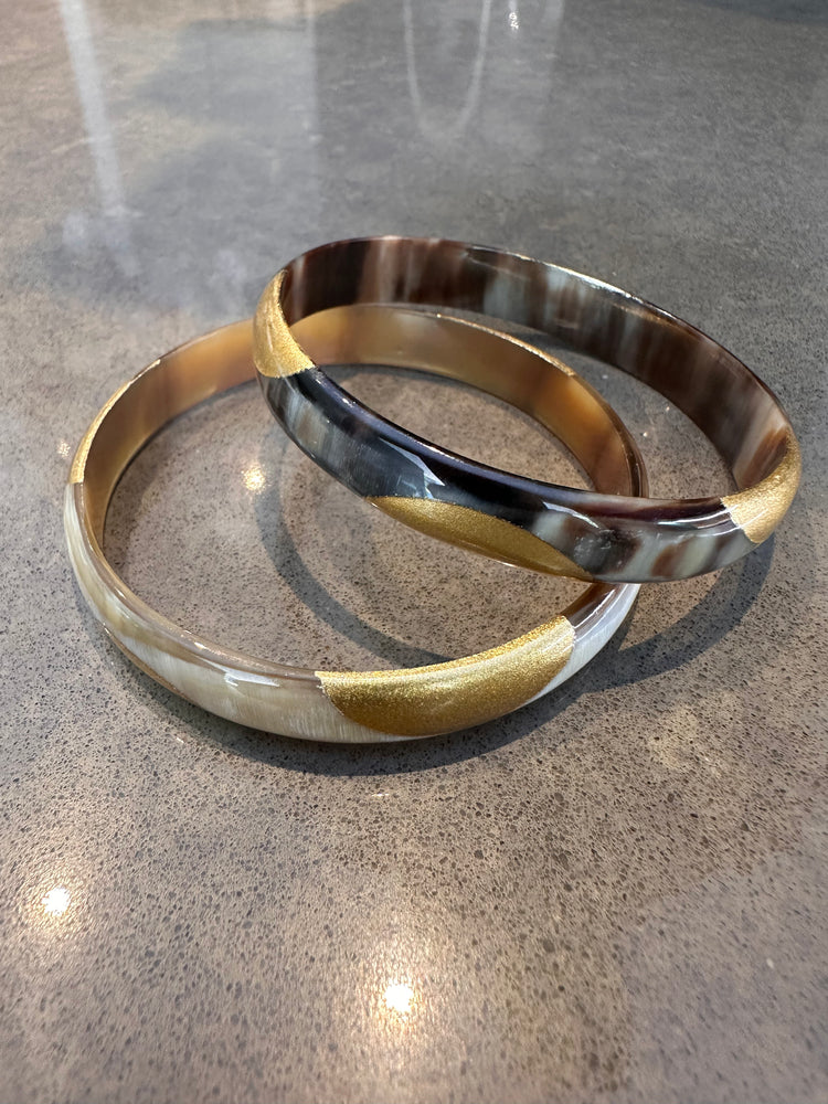 Soyang Paris Two Tone Gold and Horn Bangle