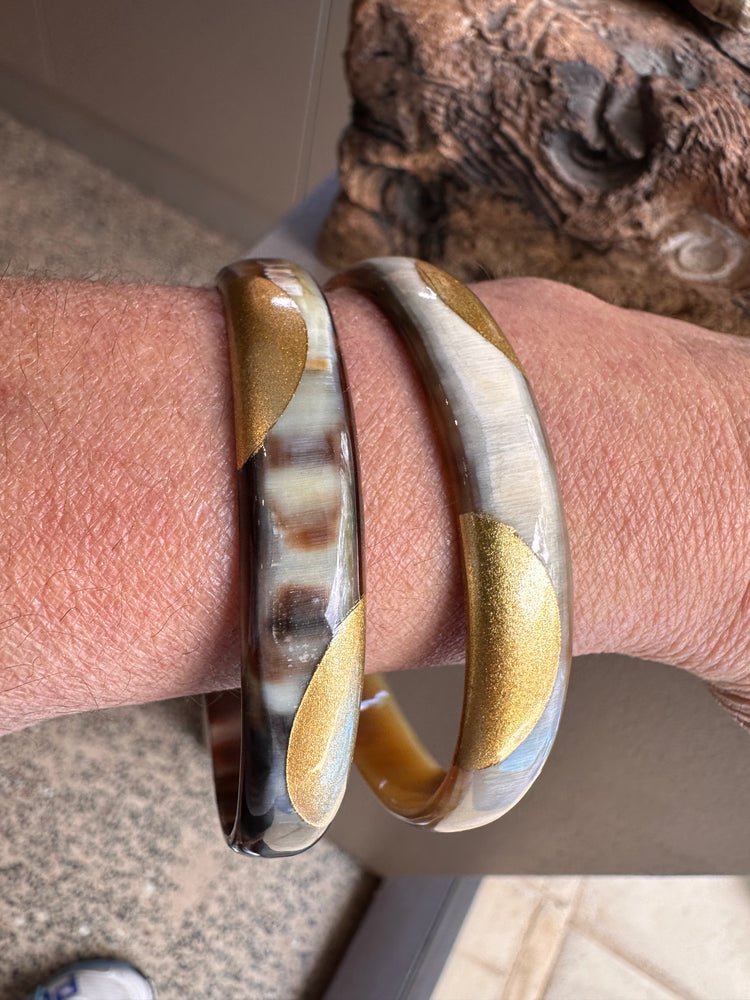 Soyang Paris Two Tone Gold and Horn Bangle