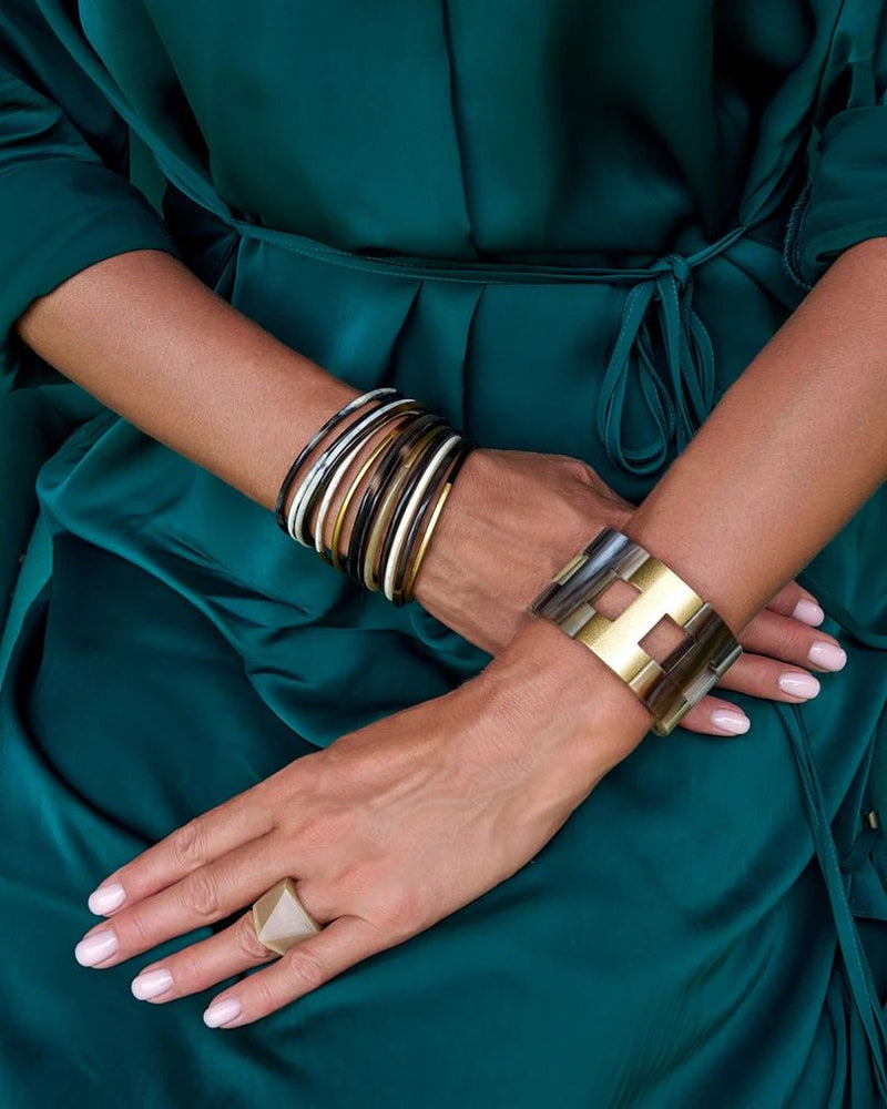 Soyang Paris Two Tone Gold and Horn Bangle
