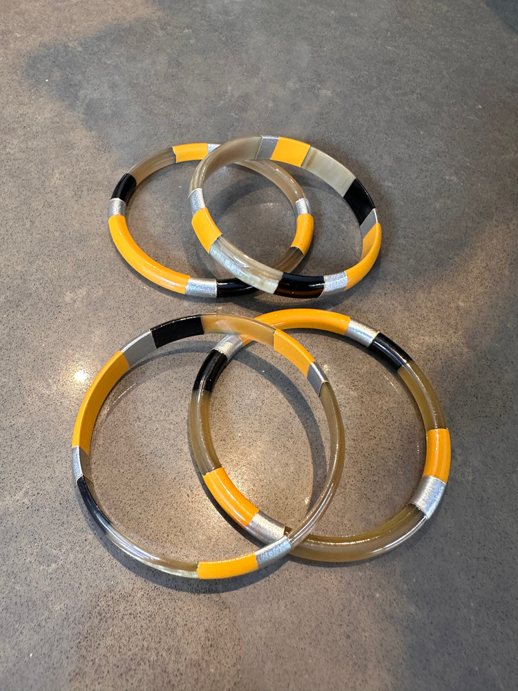 Soyang Paris Black and Mustard and Gold Horn Bangle