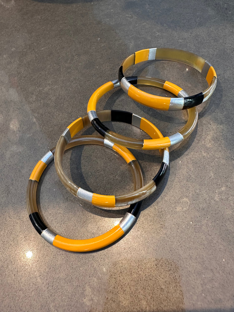 Soyang Paris Black and Mustard and Gold Horn Bangle