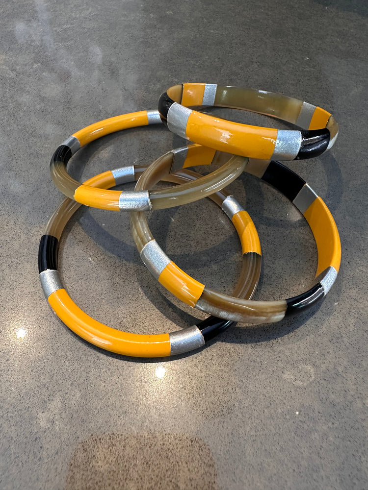 Soyang Paris Black and Mustard and Gold Horn Bangle