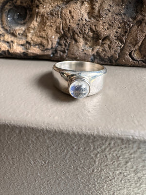 Sterling Silver and Rainbow Moonstone Ring