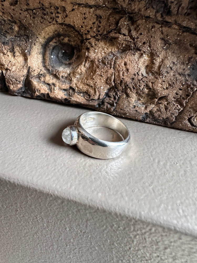Sterling Silver and Rainbow Moonstone Ring