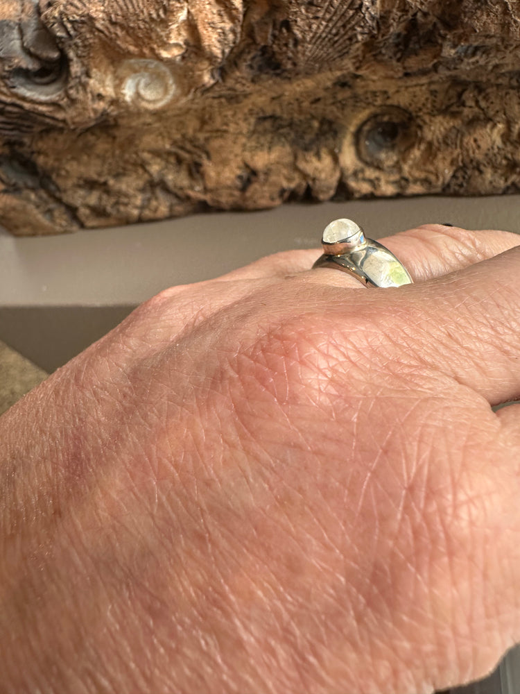 Sterling Silver and Rainbow Moonstone Ring