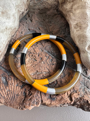 Soyang Paris Black and Mustard and Gold Horn Bangle