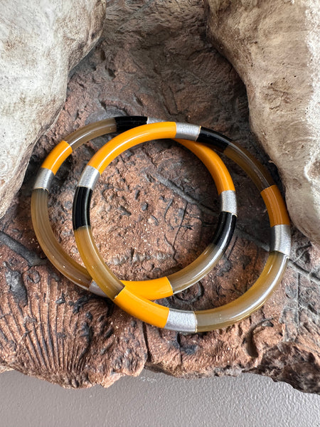 Soyang Paris Black and Mustard and Gold Horn Bangle