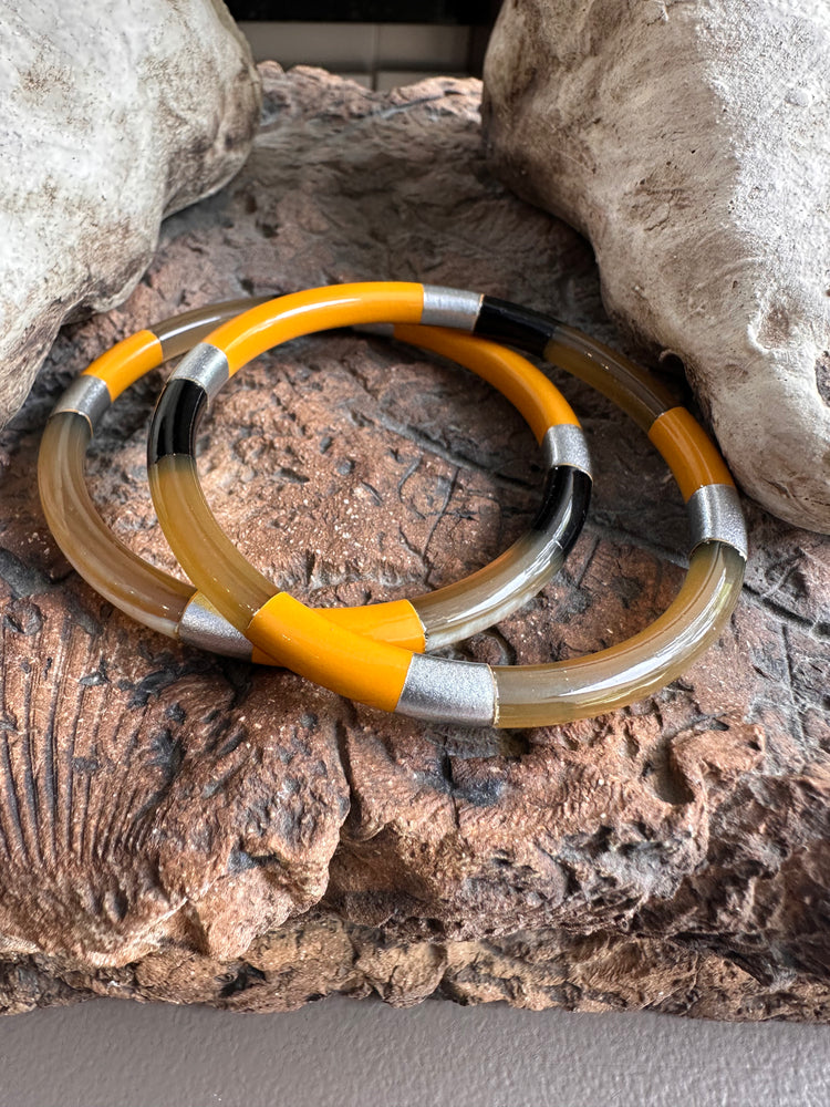 Soyang Paris Black and Mustard and Gold Horn Bangle