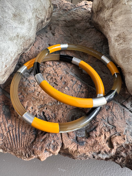 Soyang Paris Black and Mustard and Gold Horn Bangle